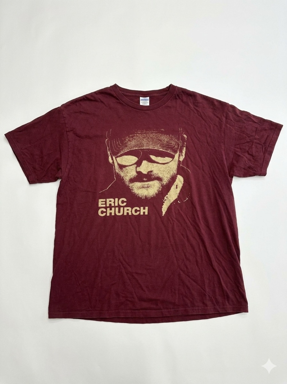 Vintage Eric Church Portrait Tour Shirt XL Delta Pro Weight Y2K Country